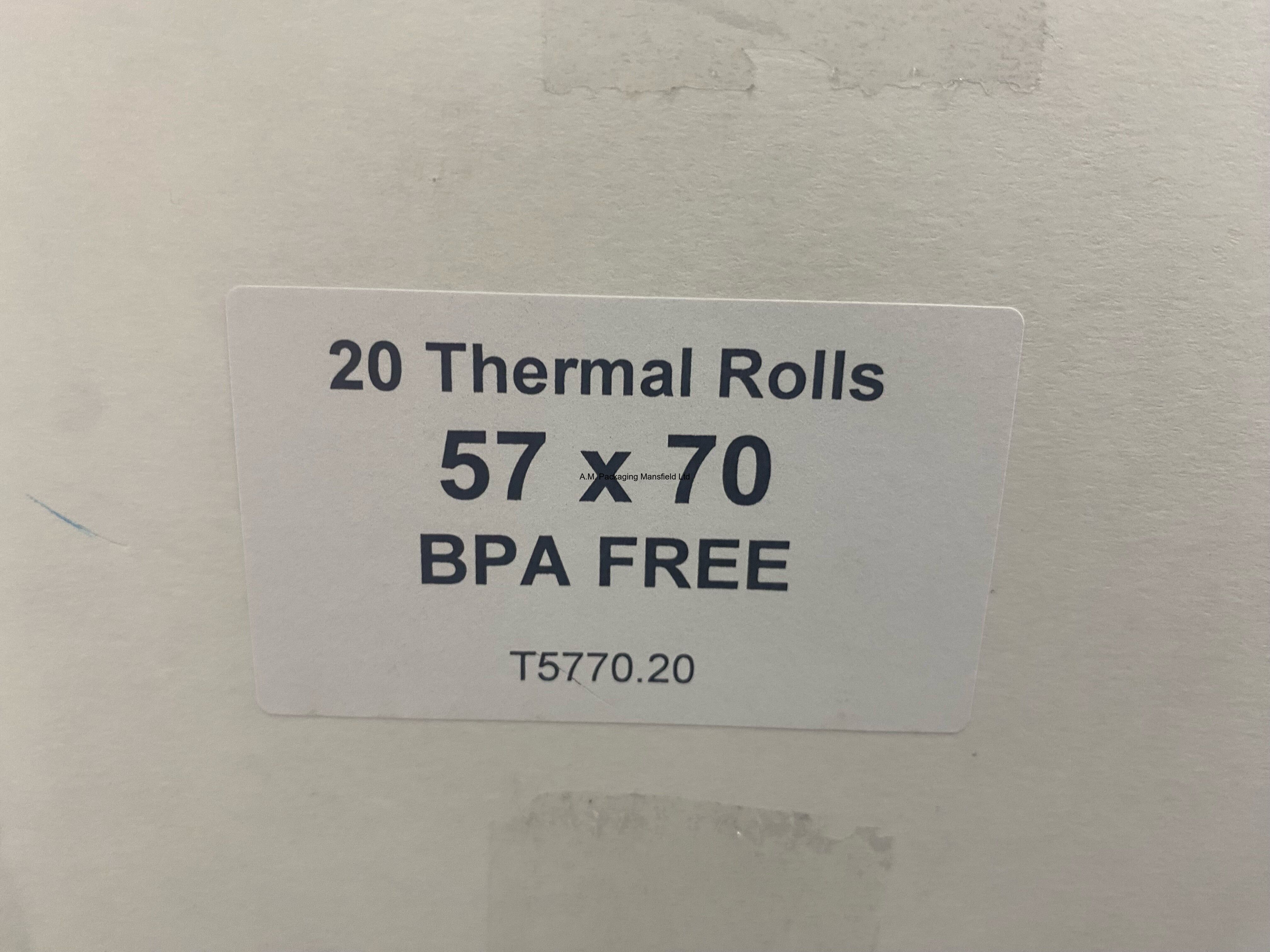 57x70mm Thermal Till Rolls x20 TR0050